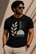Rennzy Abstract Leaf Embroidery T-shirt