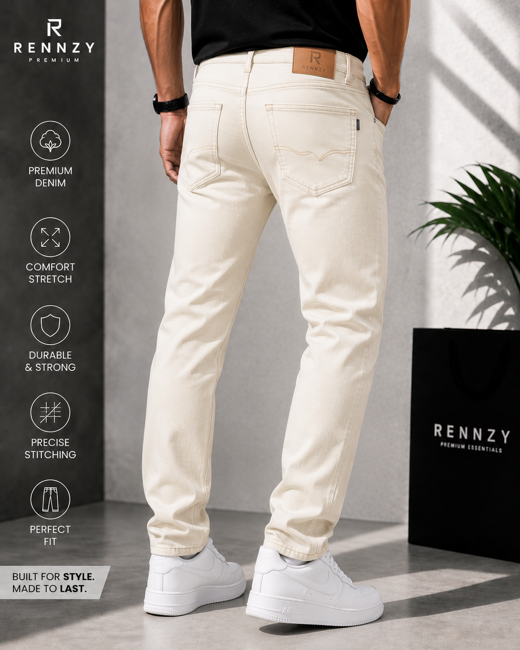 Rennzy Ivory Essence Denim Jeans – Cream