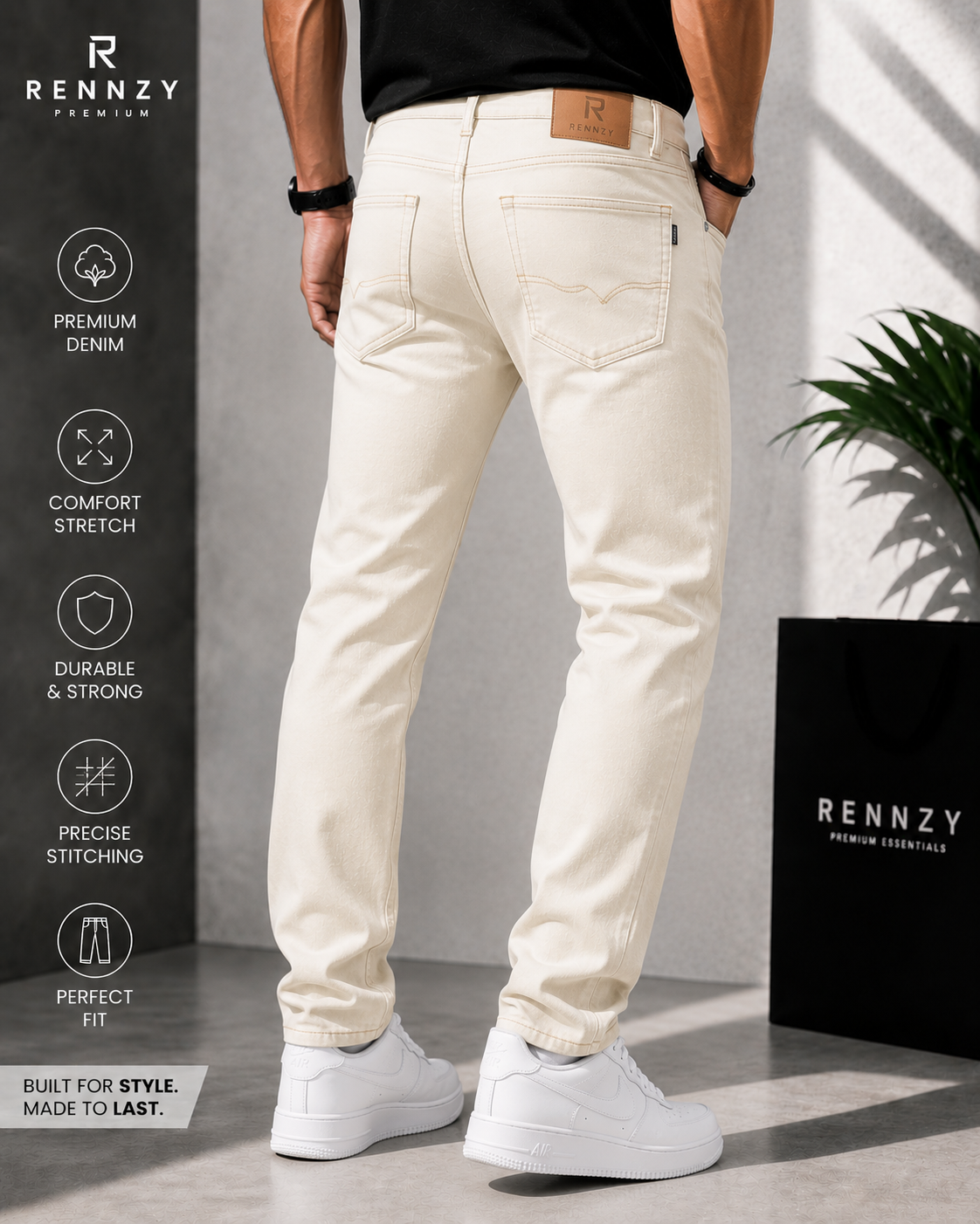 Rennzy Ivory Essence Denim Jeans – Cream
