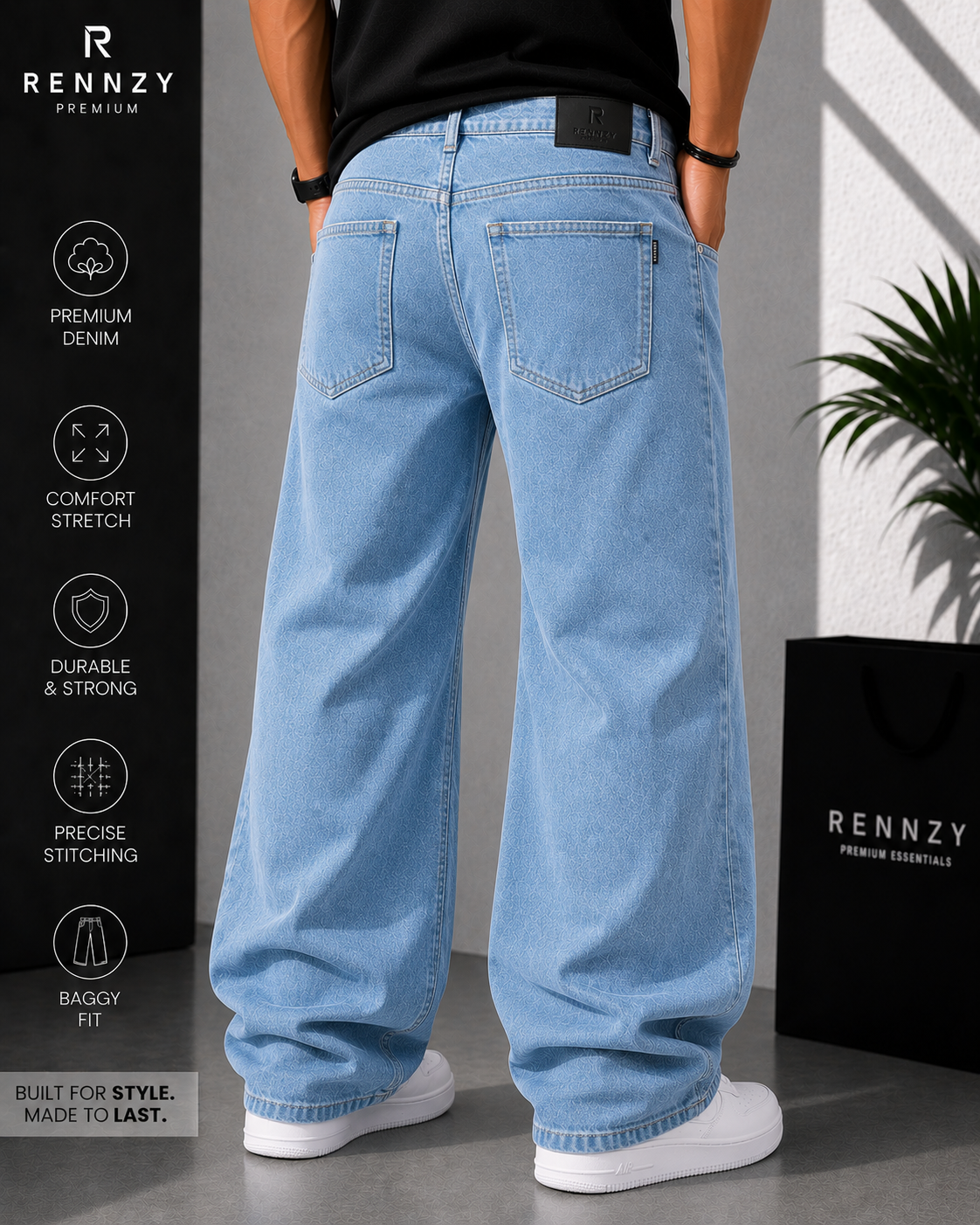 Rennzy Sky Drift Baggy Denim Jean