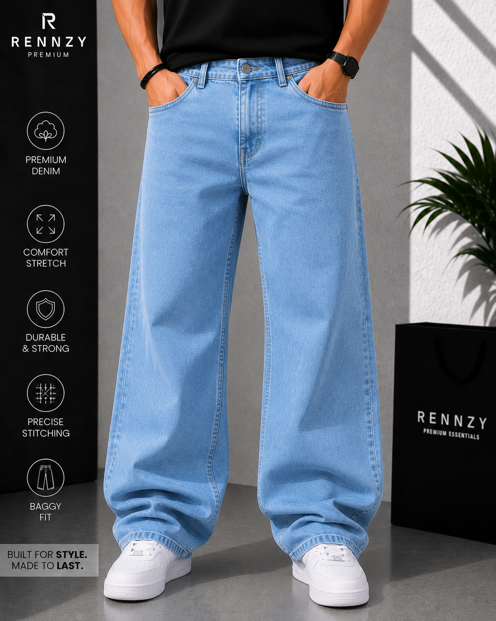 Rennzy Sky Drift Baggy Denim Jean