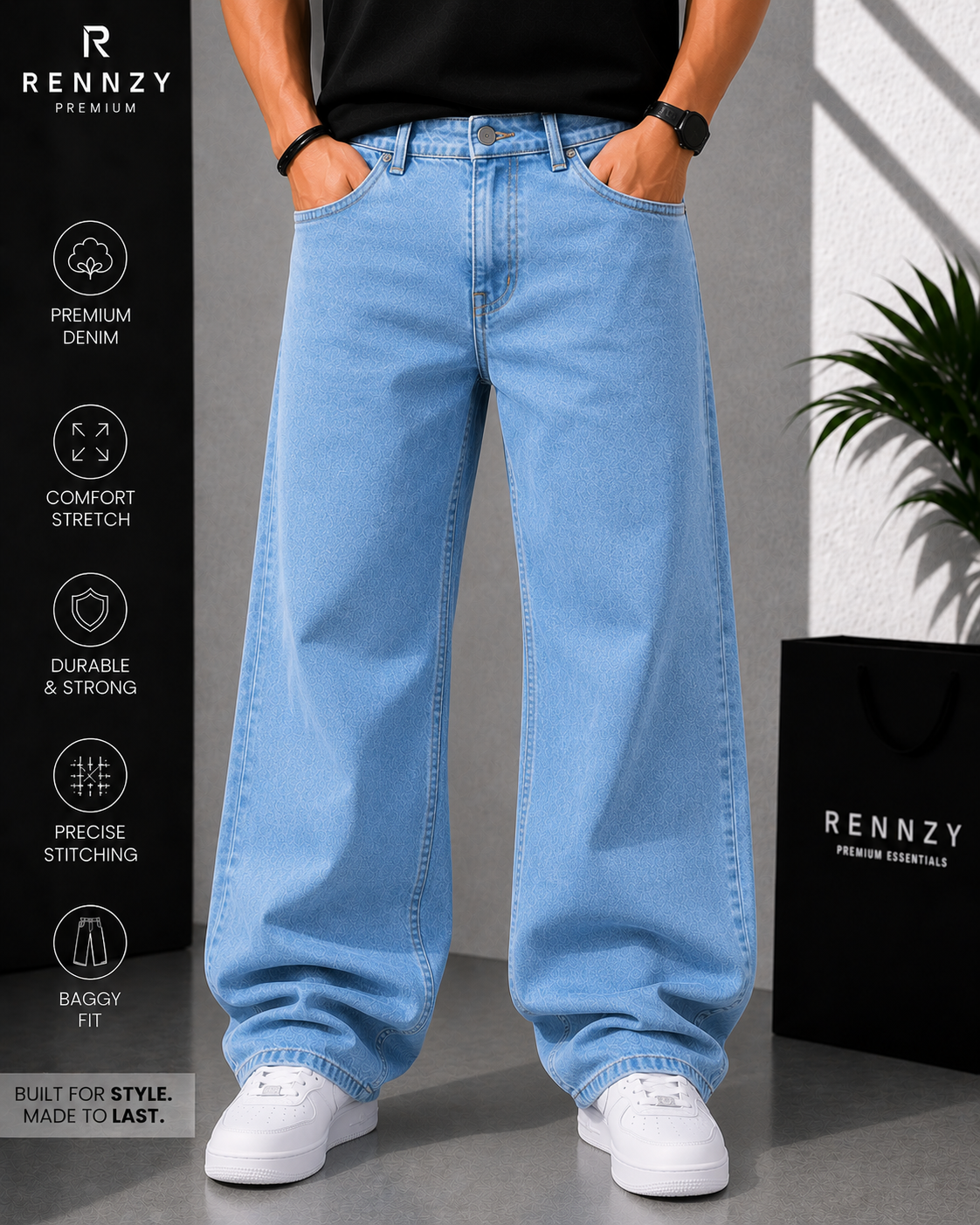 Rennzy Sky Drift Baggy Denim Jean