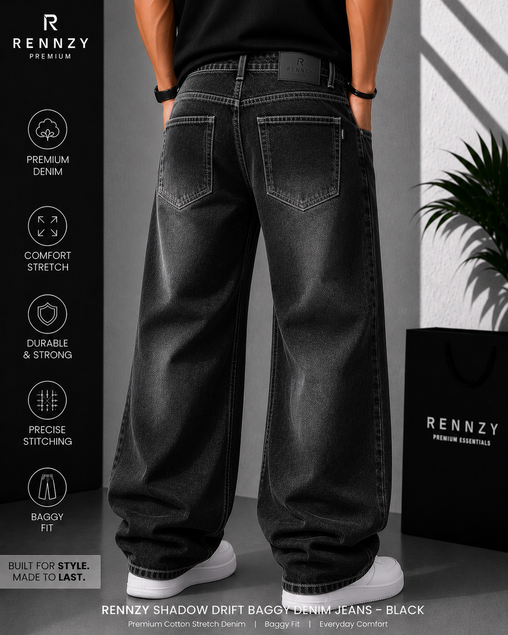 Rennzy Shadow Fade Baggy Denim Jeans