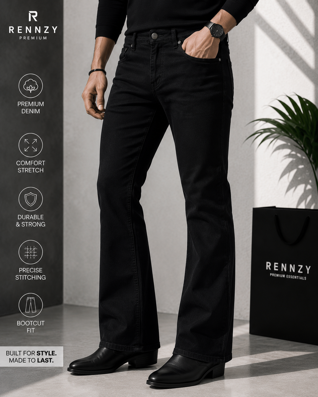 Rennzy Black Horizon Bootcut Denim