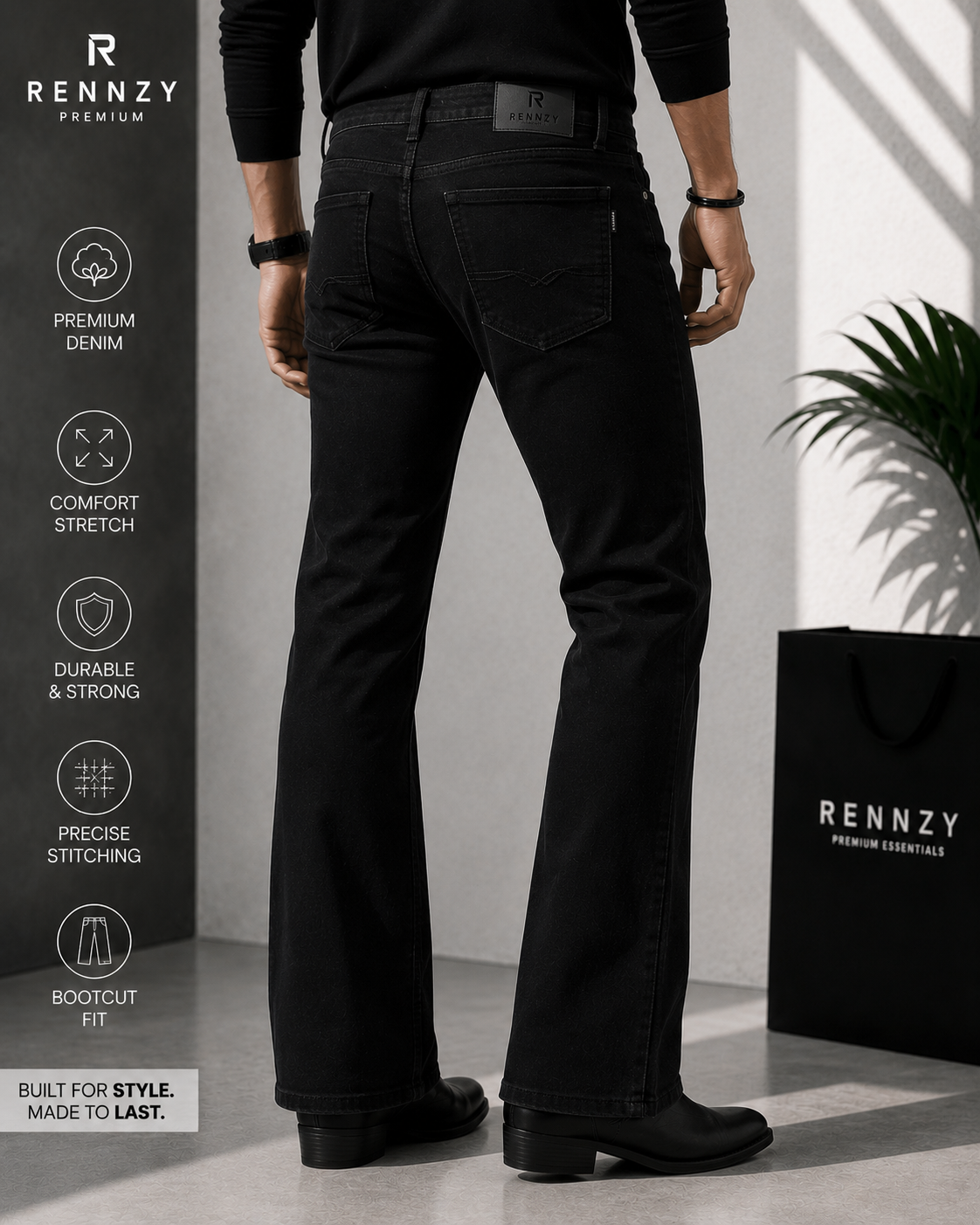 Rennzy Black Horizon Bootcut Denim