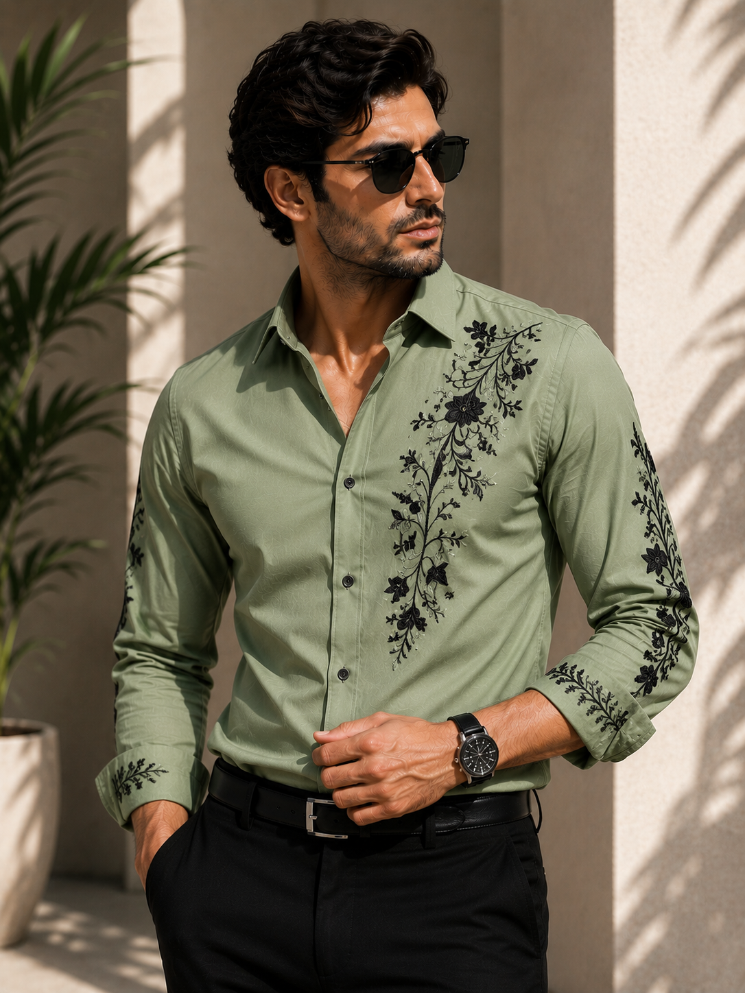 Botanical Luxe Embroidered Shirt