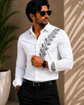Imperial  Embroidered Shirt - With Black Leaf Embroidery