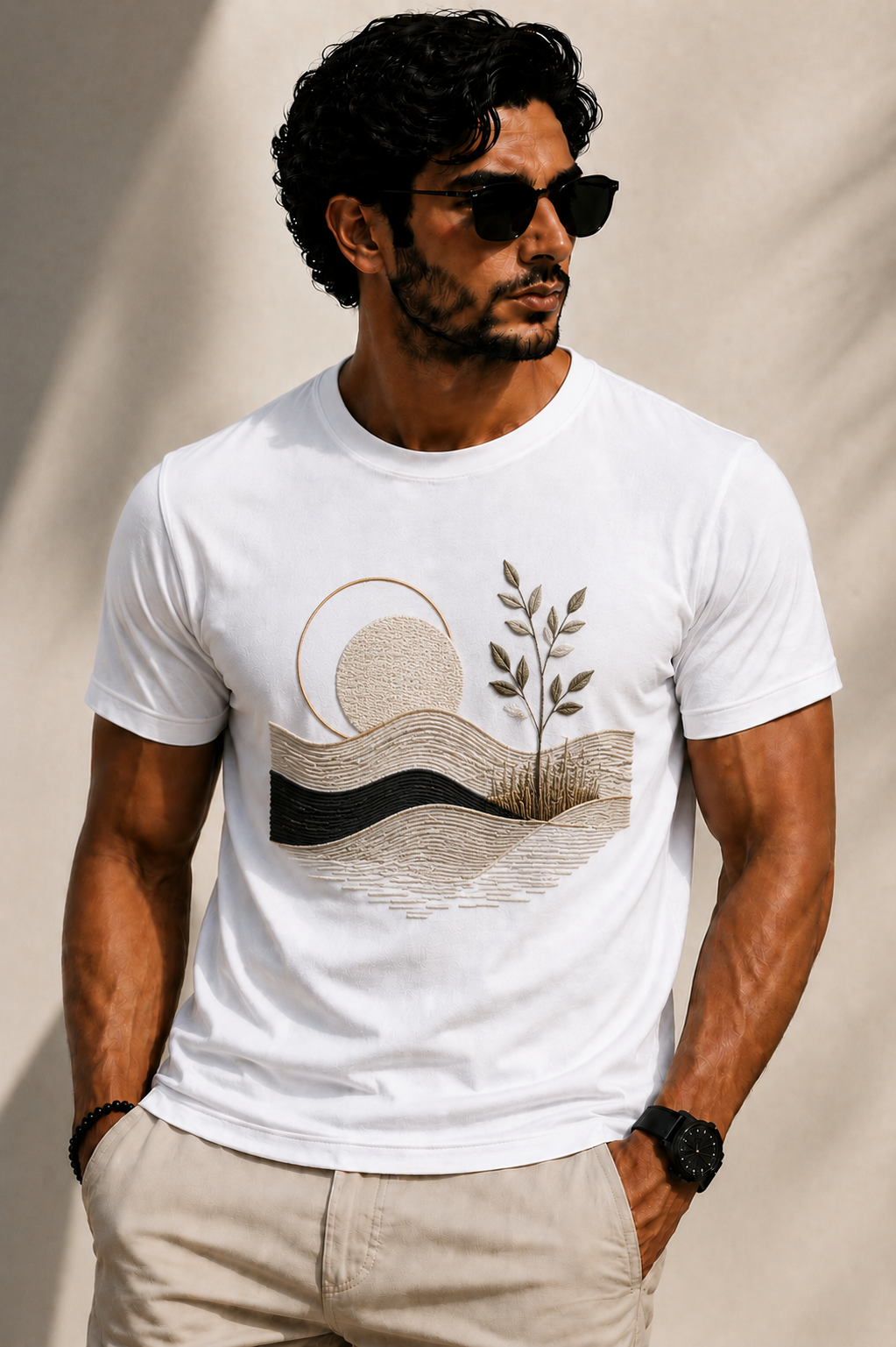Lunar Landscape Embroidered T-Shirt