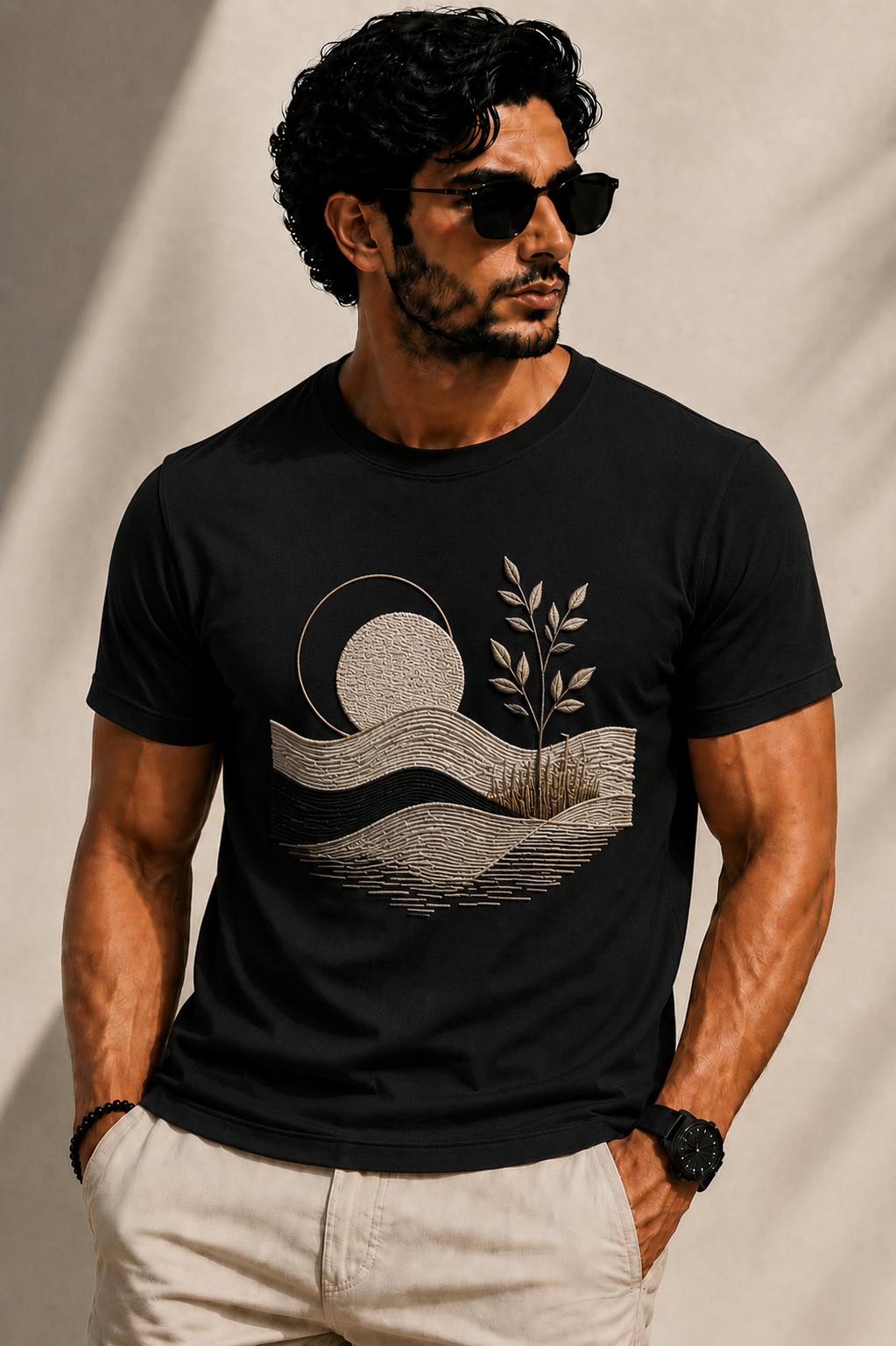 Lunar Landscape Embroidered T-Shirt