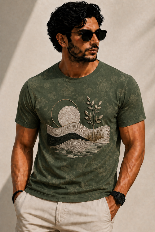 Lunar Landscape Embroidered T-Shirt