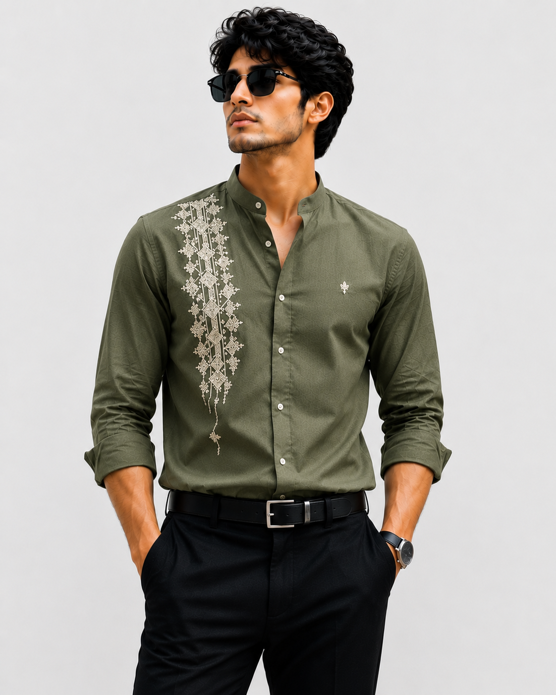 Men's Premium Floral Embroidered Shirt