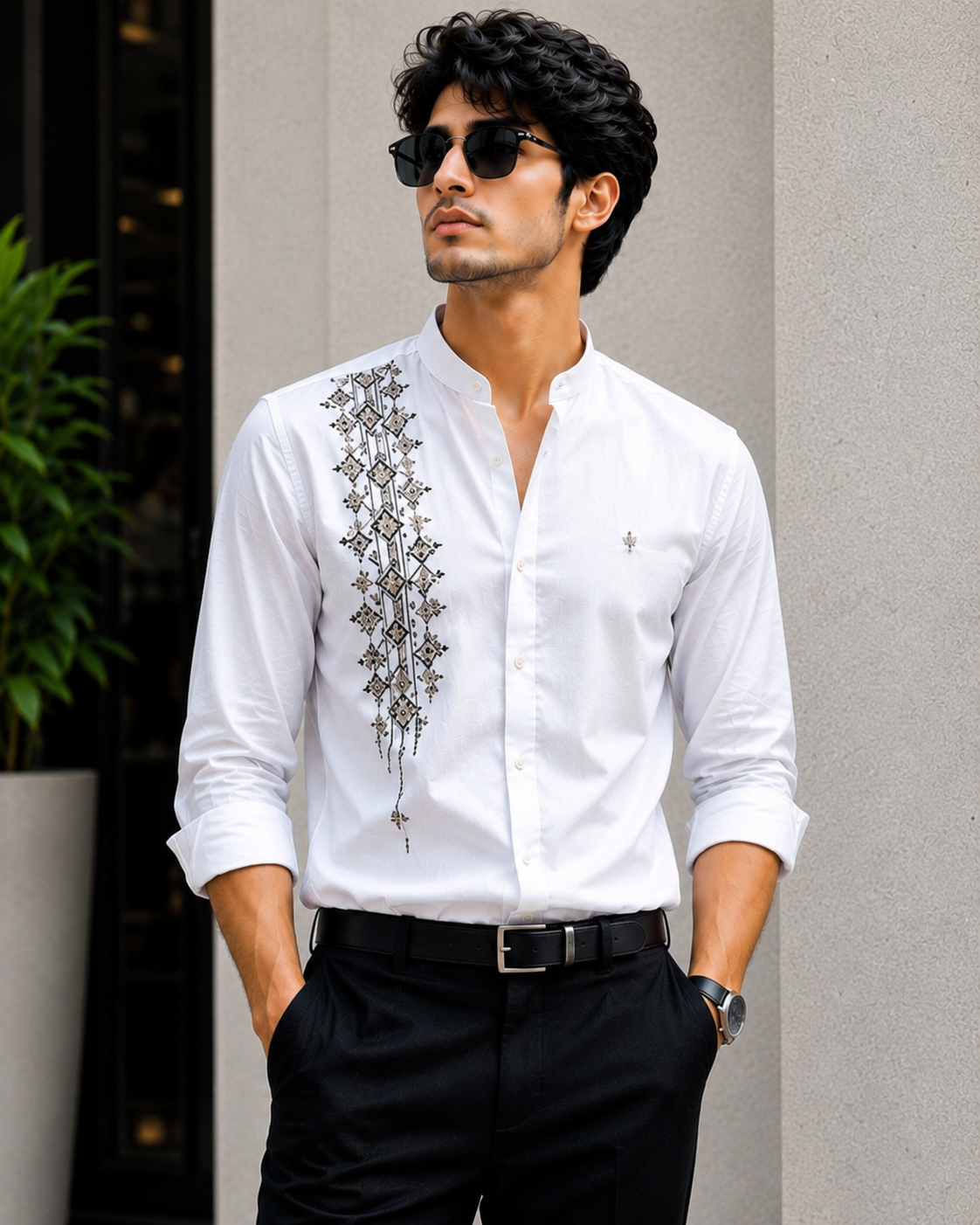 Men's Premium Floral Embroidered Shirt